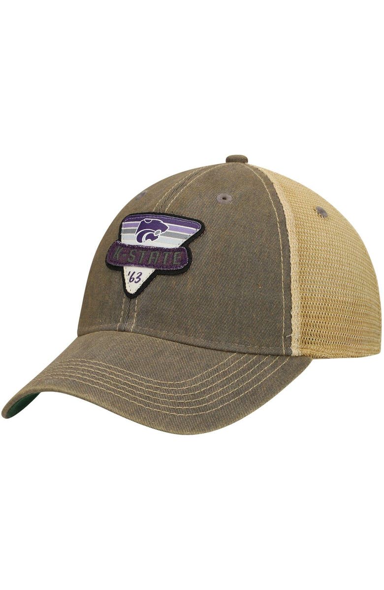 LEGACY ATHLETIC Men's Gray Kansas State Wildcats Legacy Point Old Favorite Trucker Snapback Hat, Main, color, Gray
