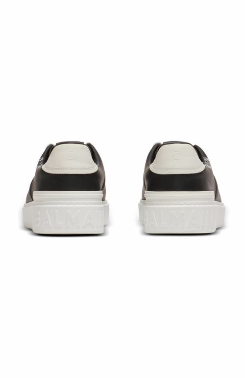 Balmain B-court Printed Calfskin Trainers In Black