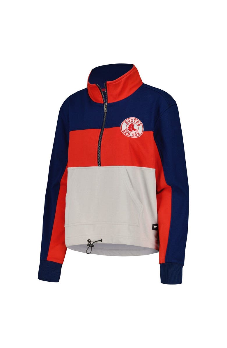 THE WILD COLLECTIVE Women's The Wild Collective Navy/Red Boston Red Sox Women's Colorblock 1/4 Zip Jacket, Alternate, color, Navy