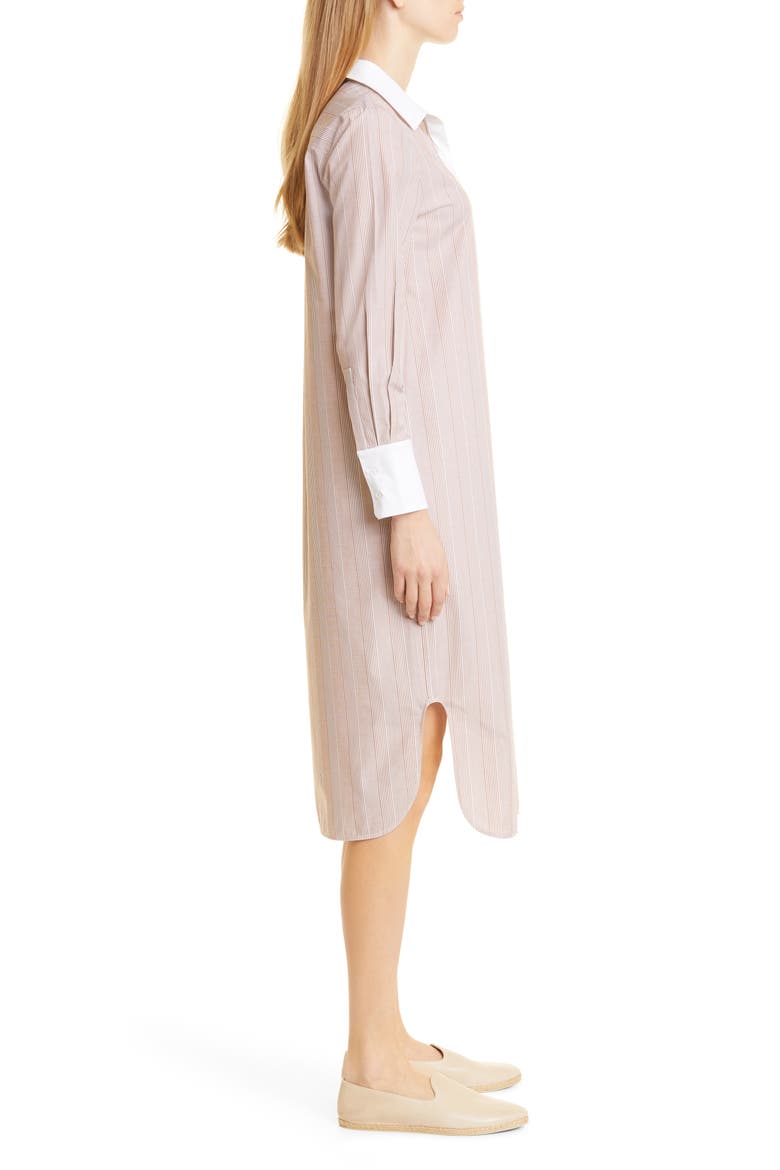 Stripe Cotton Shirtdress, Alternate, color, MACCHIATO/ WHITE