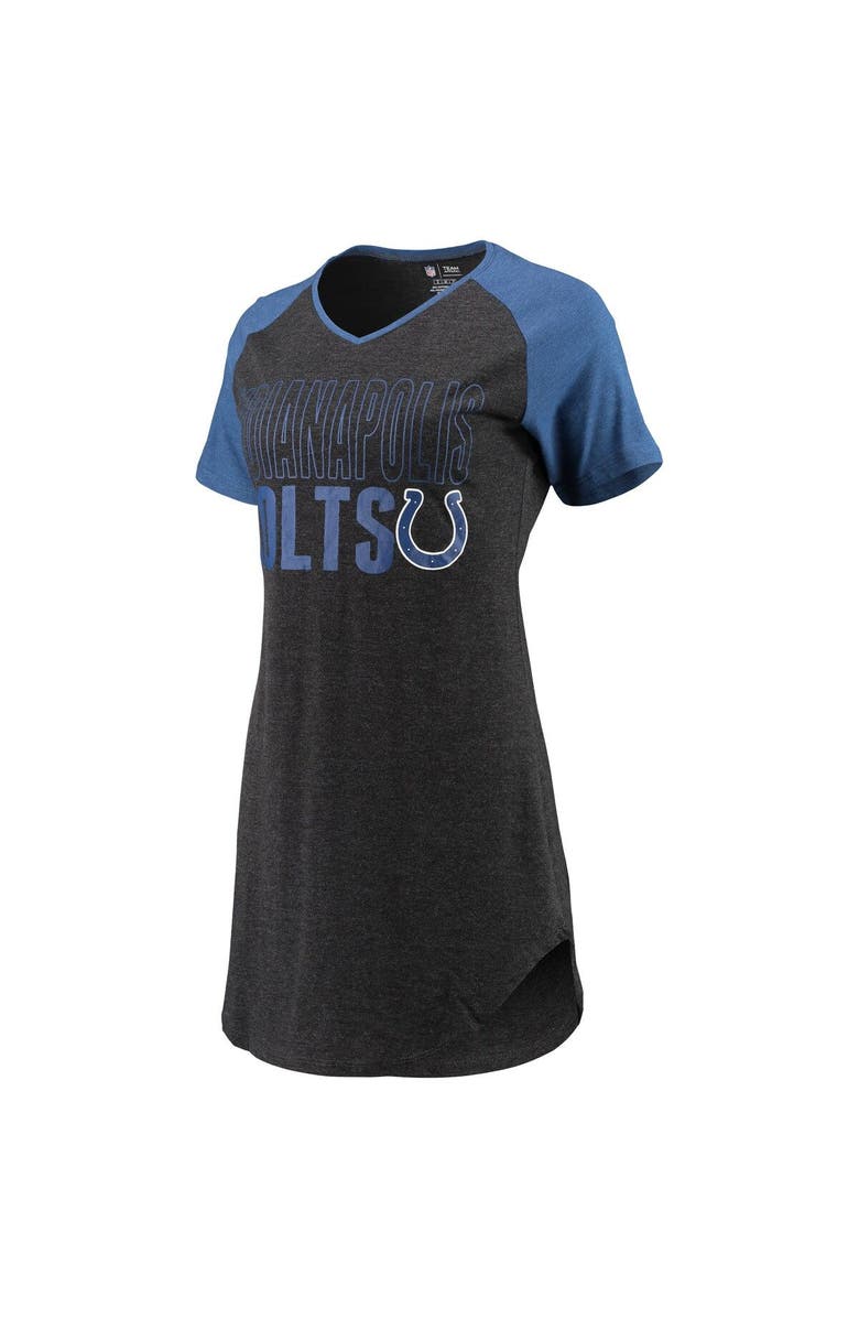 CONCEPTS SPORT Women's Concepts Sport Black/Heathered Royal Indianapolis Colts Meter Raglan V-Neck Knit Nightshirt, Alternate, color, 