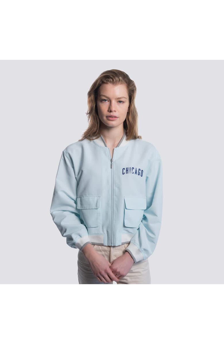 LUSSO Women's Lusso  Light Blue Chicago Cubs Cropped Paisley Full-Zip Jacket, Alternate, color, Light Blue