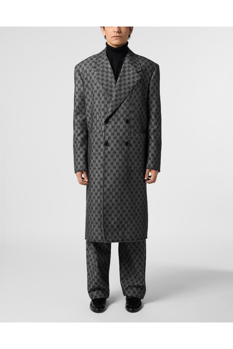Denim Coat Jacquard Monogram Men, Main, color, black