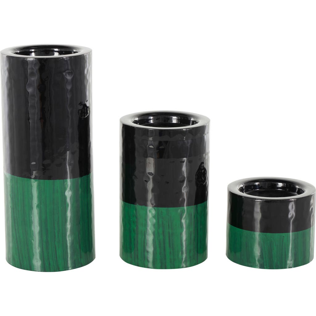 Vivian Lune Home 3-piece Metal Candleholder Set In Green