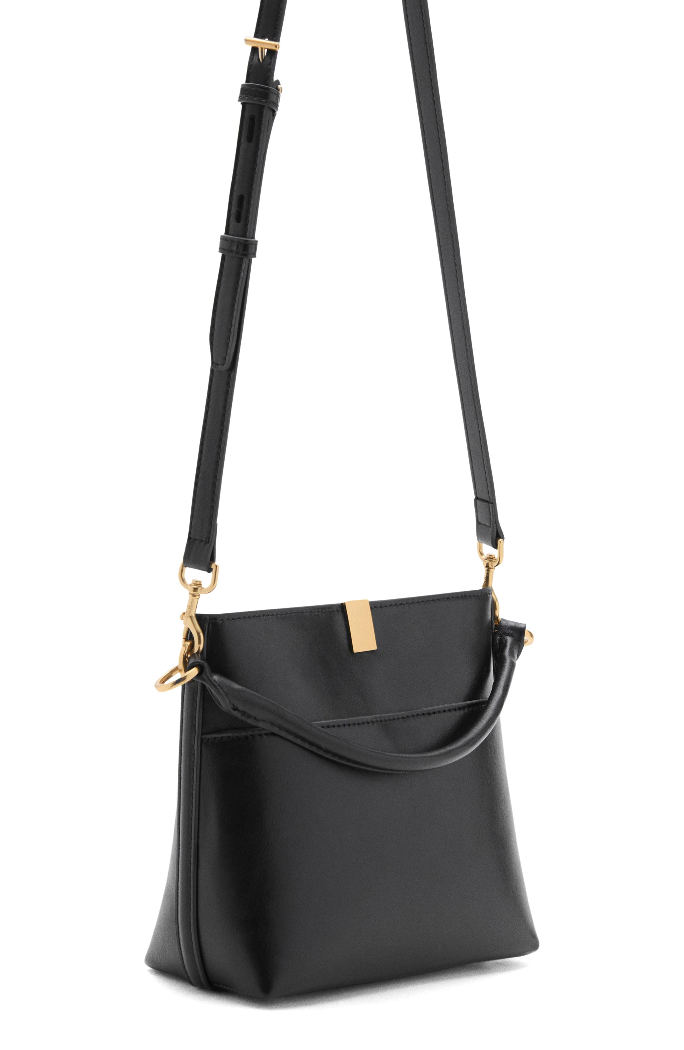 MANGO Faux Leather Bucket Bag, Alternate, color, 