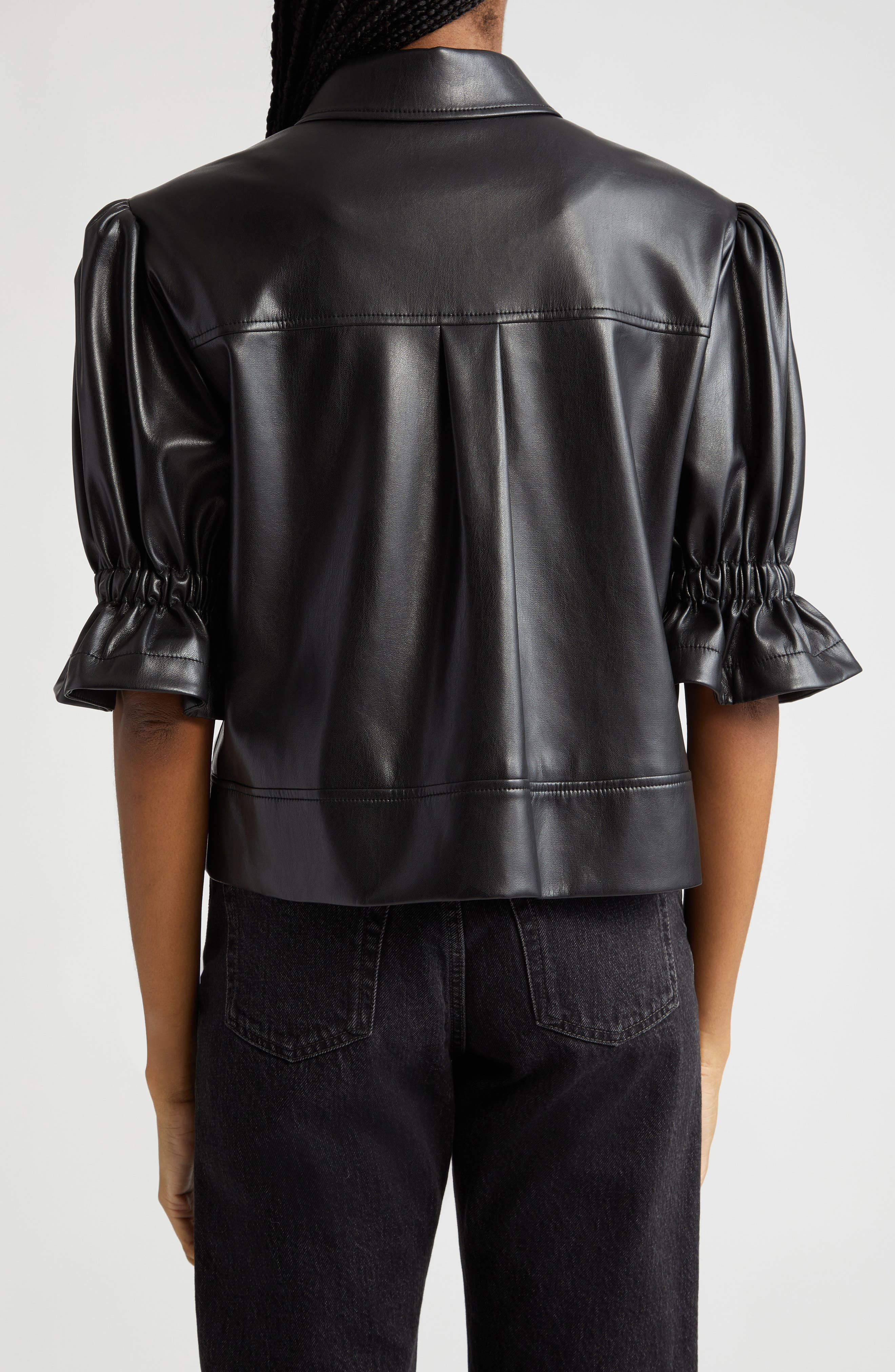 Holly Ruffle Faux Leather Jacket - image 2