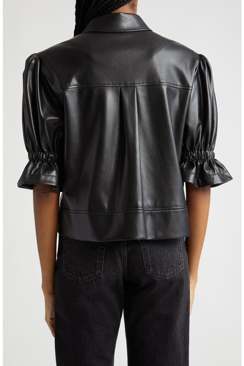 Holly Ruffle Faux Leather Jacket, Alternate, color, BLACK