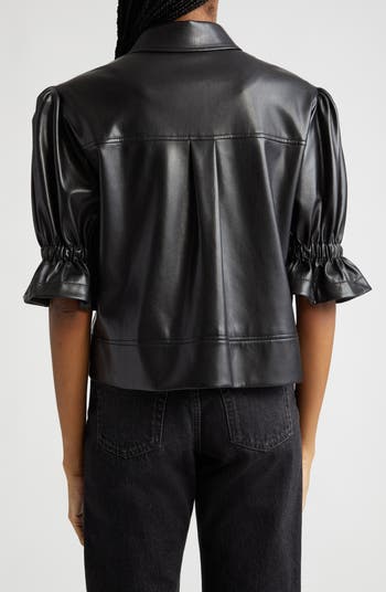 Holly Ruffle Faux Leather Jacket