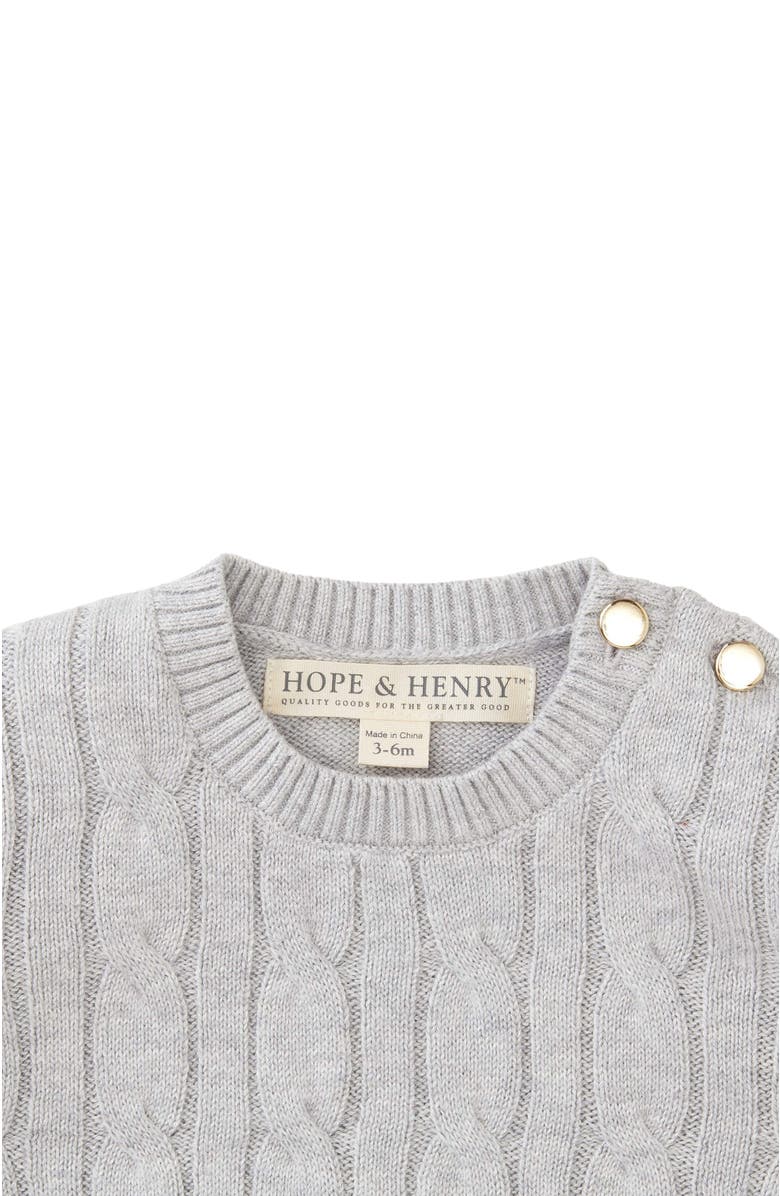 Hope & Henry Baby Girls' Cable Front Sweater, Infant, Alternate, color, Grey