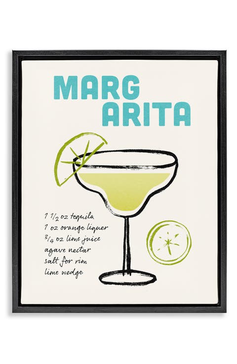 Margarita Drink Recipe Framed Canvas Wall Art