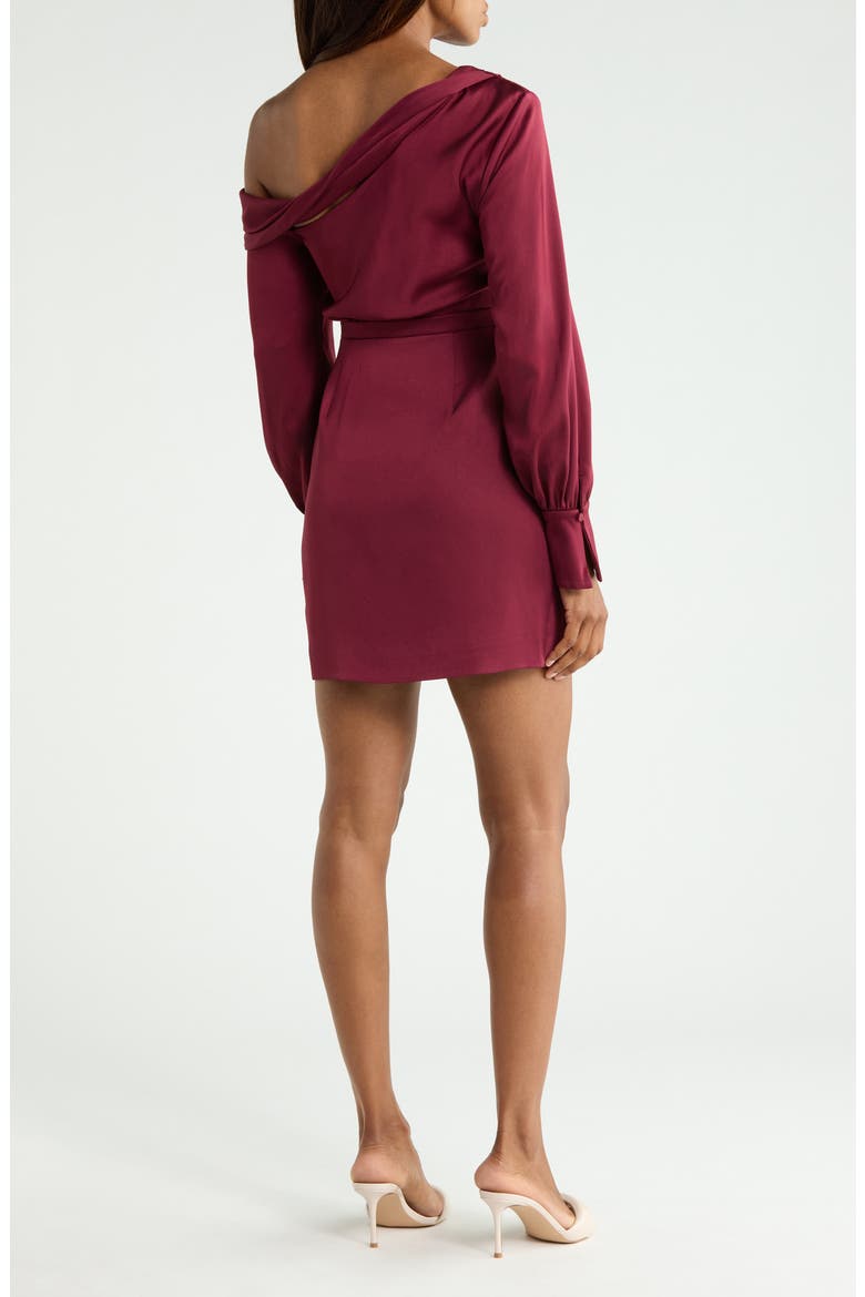 Cameron One-Shoulder Long Sleeve Dress, Alternate, color, CRANBERRY