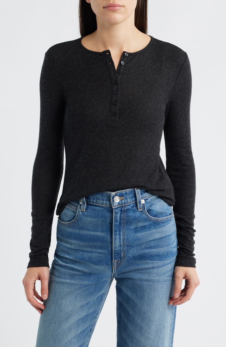 Mavi Jeans Long Sleeve Henley, Main, color, Black