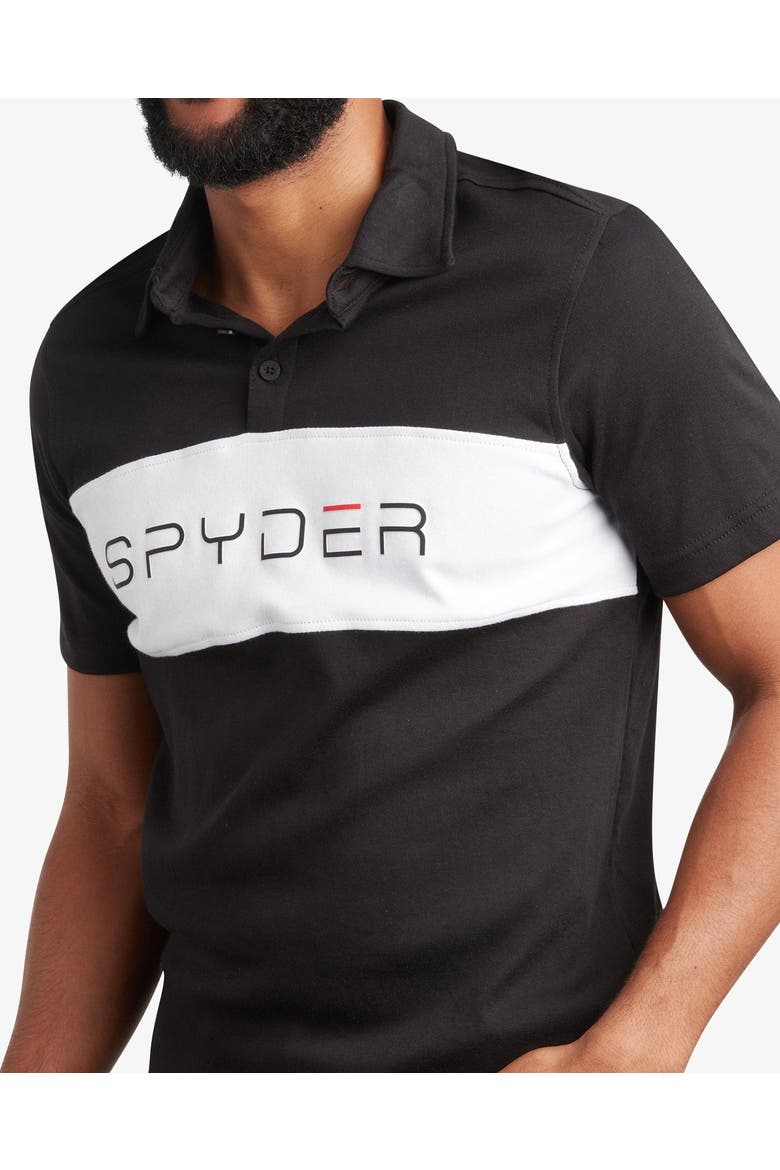 Men Short Sleeve Color Block Polo, Alternate, color, Black