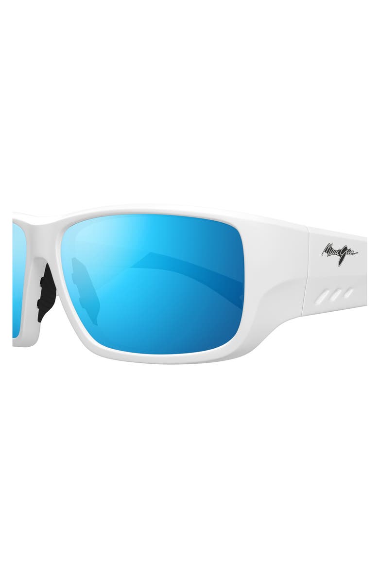 Keha 63mm Oversize Polarized Rectangular Sunglasses, Alternate, color, WHITE/ BLUE HAWAII