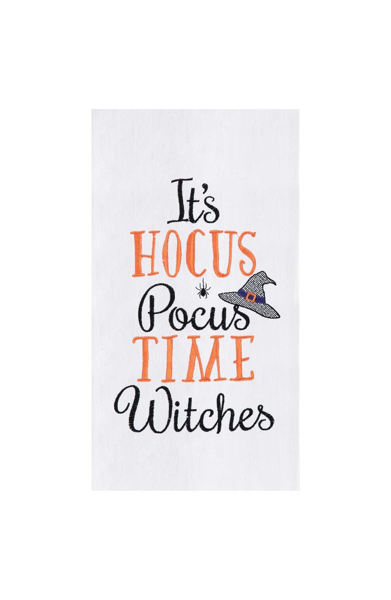 C&F Home Hocus Pocus Time Cotton Embroidered Flour Sack Halloween Kitchen Towel, Main, color, White