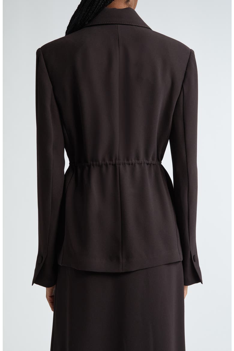 Fluid Satin Back Crepe Drawstring Blazer, Alternate, color, MOCHA