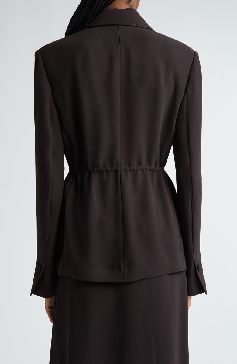ST. JOHN Fluid Satin Back Crepe Drawstring Blazer, Alternate, color, Mocha