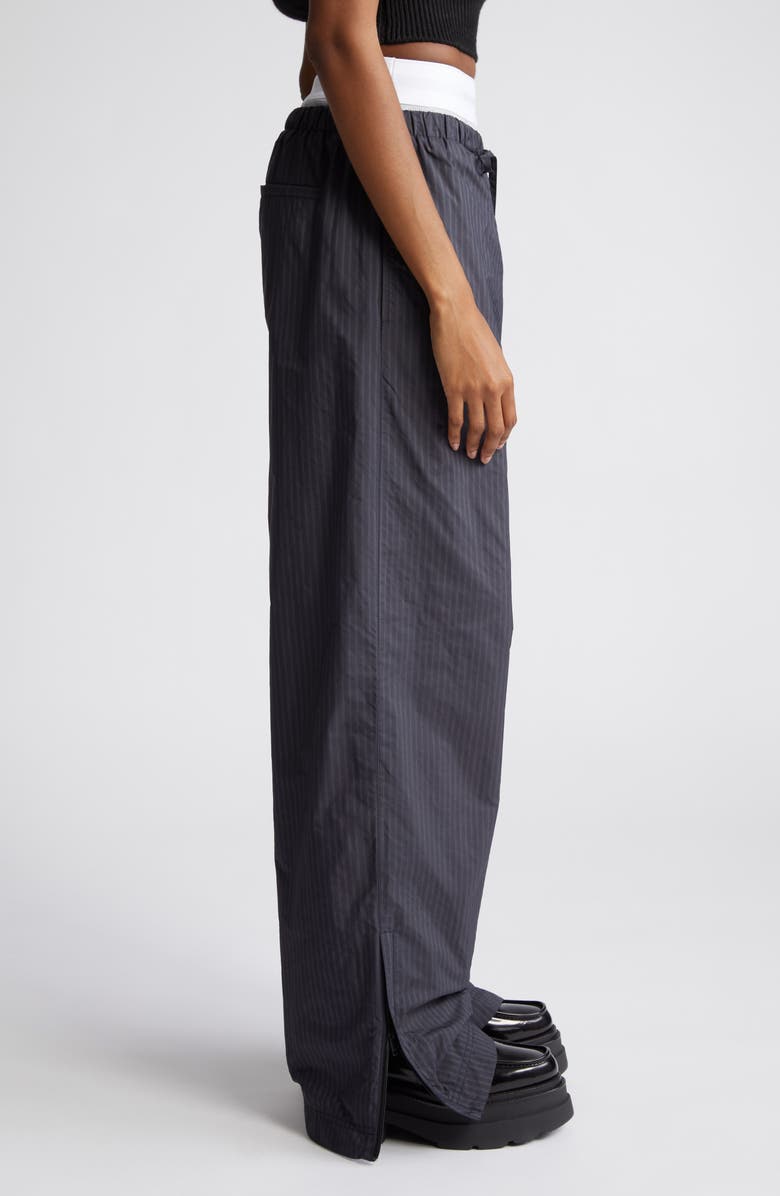 Alexander Wang Baggy Stripe Logo Elastic Waist Track Pants, Alternate, color, 