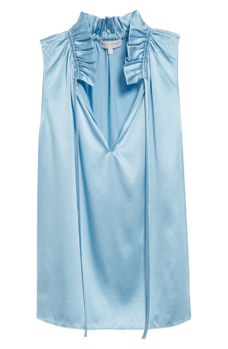 Ramy Brook Ayana Ruffle Split Neck Sleeveless Top, Alternate, color, Dream Blue