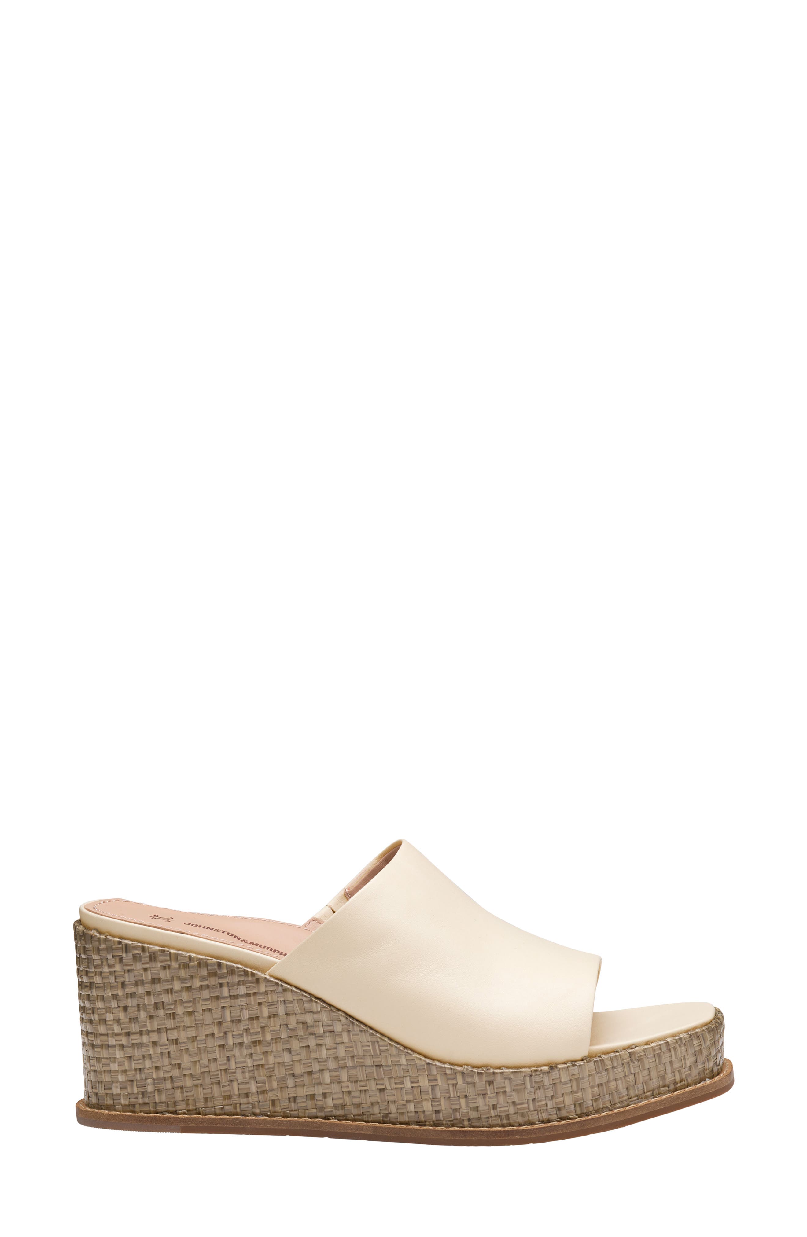 Johnston & Murphy Mallory Platform Wedge Slide Sandal, Alternate, color, Bone Nappa Leather