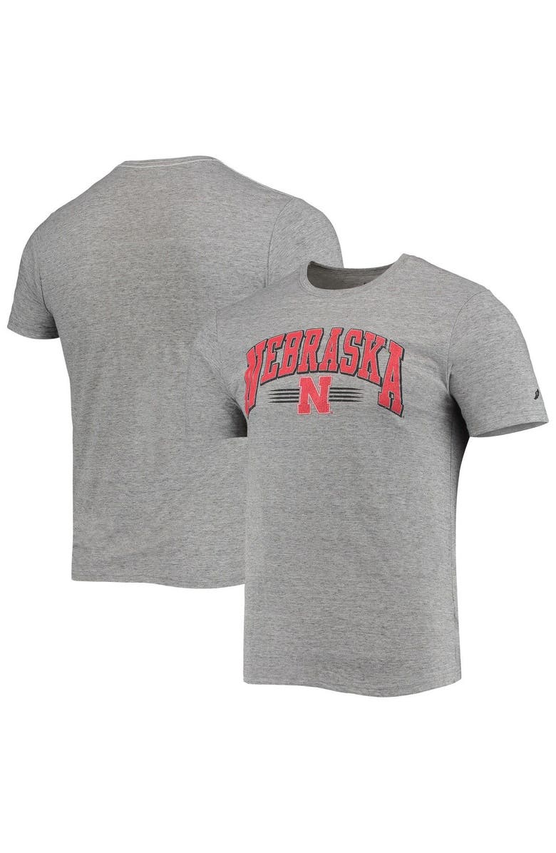 LEAGUE COLLEGIATE WEAR Men's League Collegiate Wear Heathered Gray Nebraska Huskers Upperclassman Reclaim Recycled Jersey T-Shirt, Main, color, 
