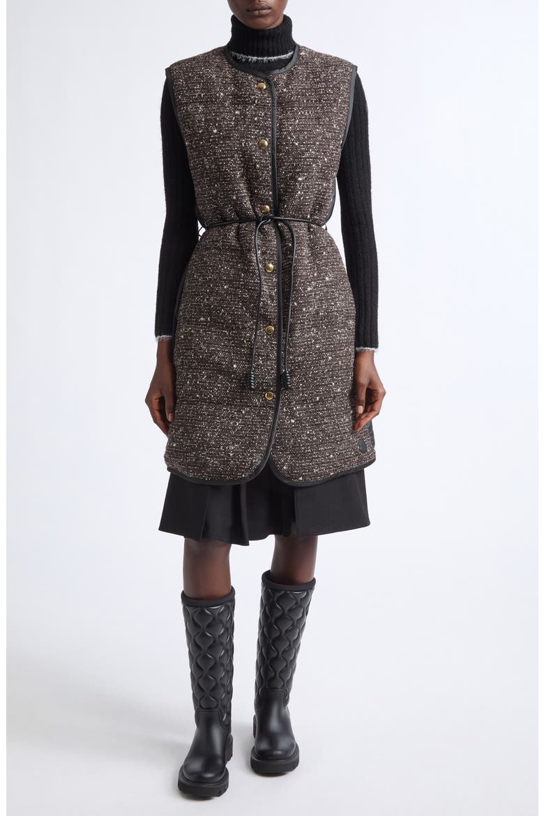 Figurative Wool Blend Tweed Vest, Alternate, color, BLACK