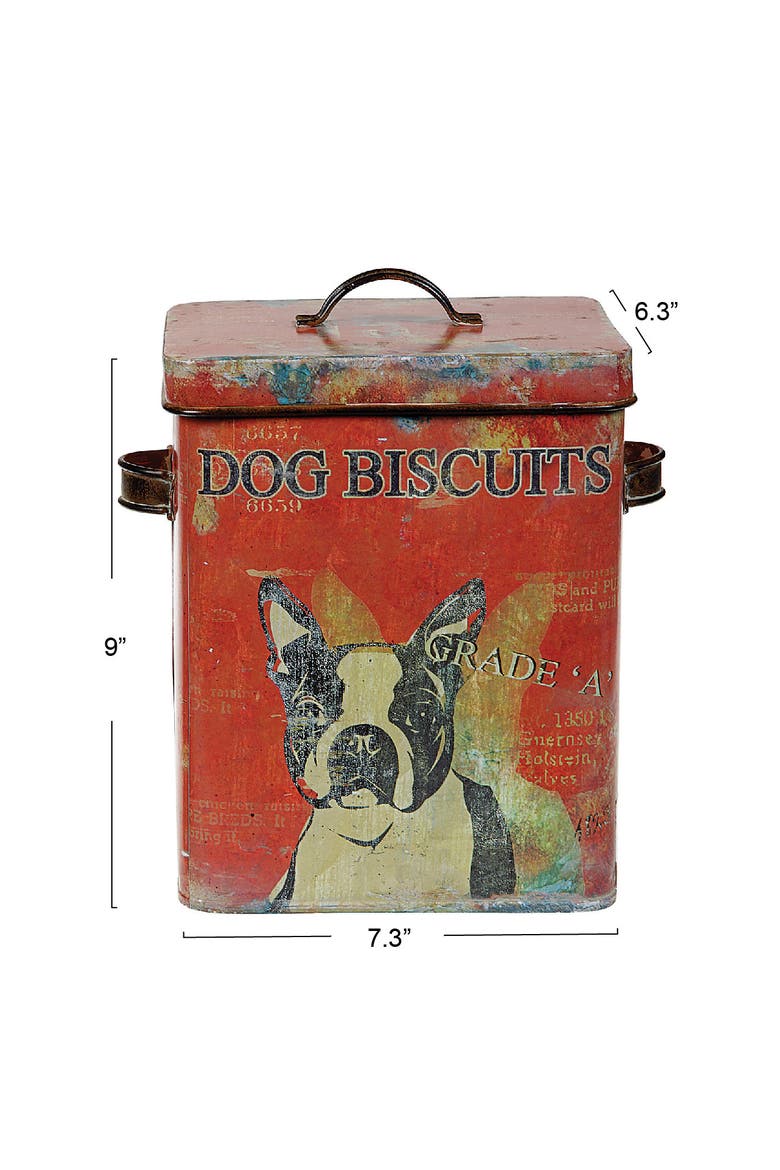 Metal Dog Biscuits Container with Lid, Multicolor, Alternate, color, Red