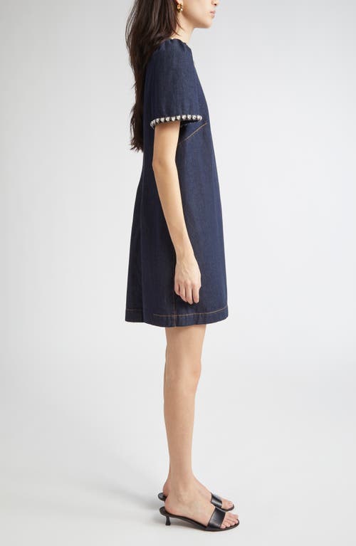 Zimmermann Crystal Embellished Denim Minidress In Blue