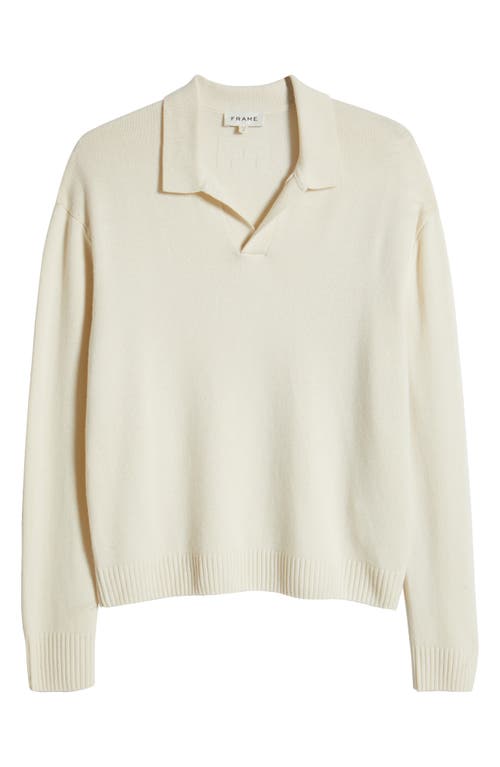 Frame Wool & Silk Johnny Collar Sweater In Off White