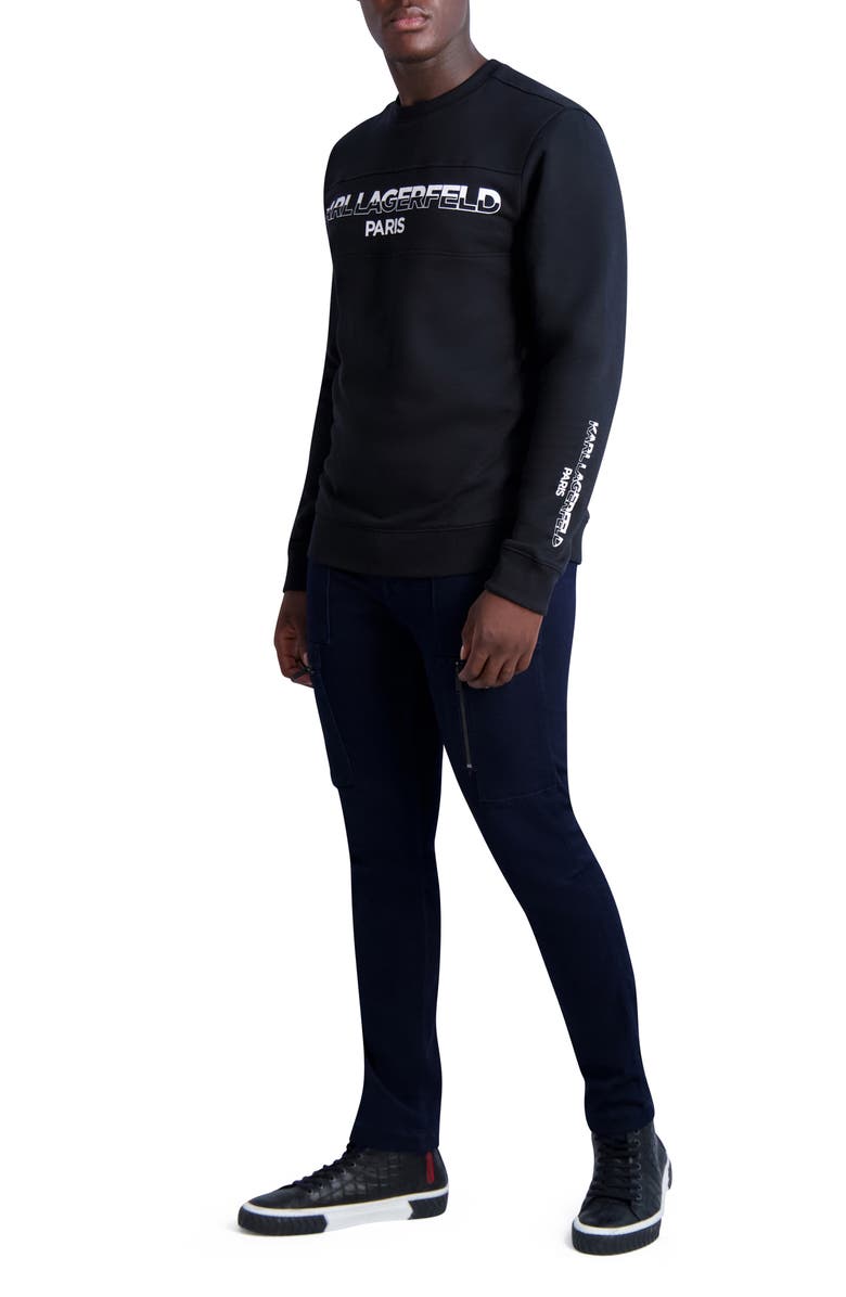 KARL LAGERFELD PARIS Karl Logo Crewneck Long Sleeve Graphic Tee, Alternate, color, 