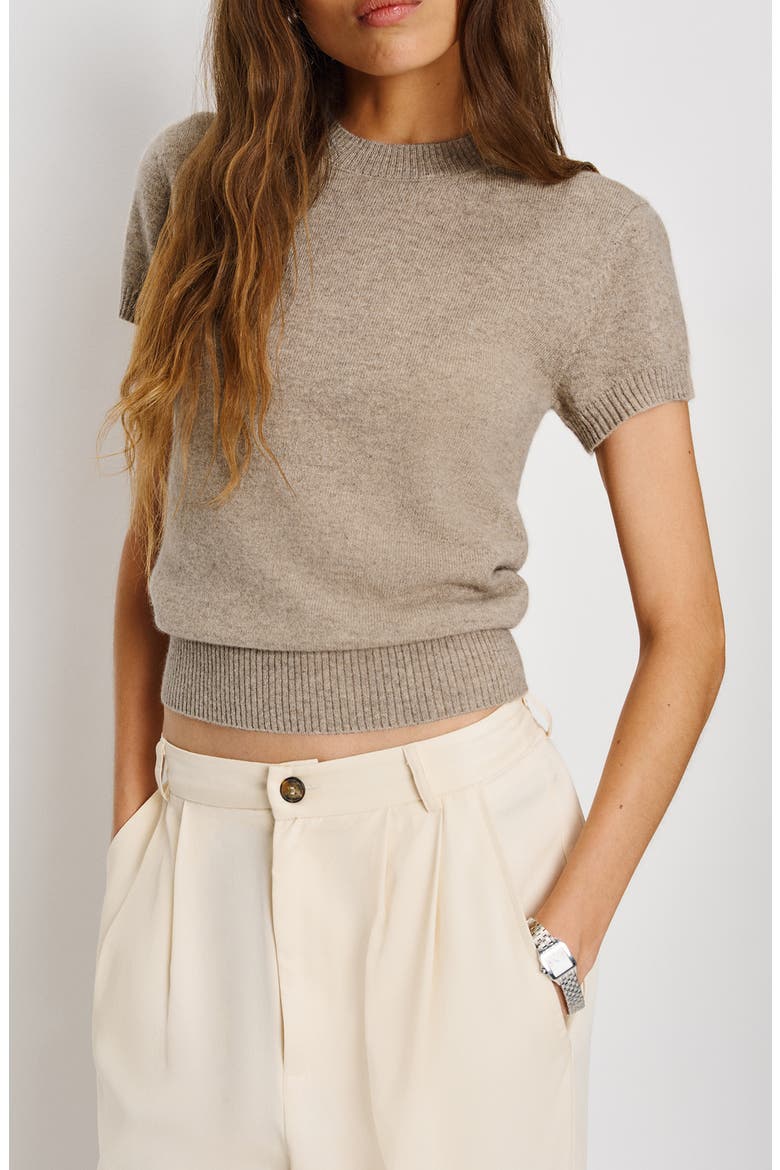 Darcy Cashmere Short Sleeve Sweater, Main, color, OATMEAL
