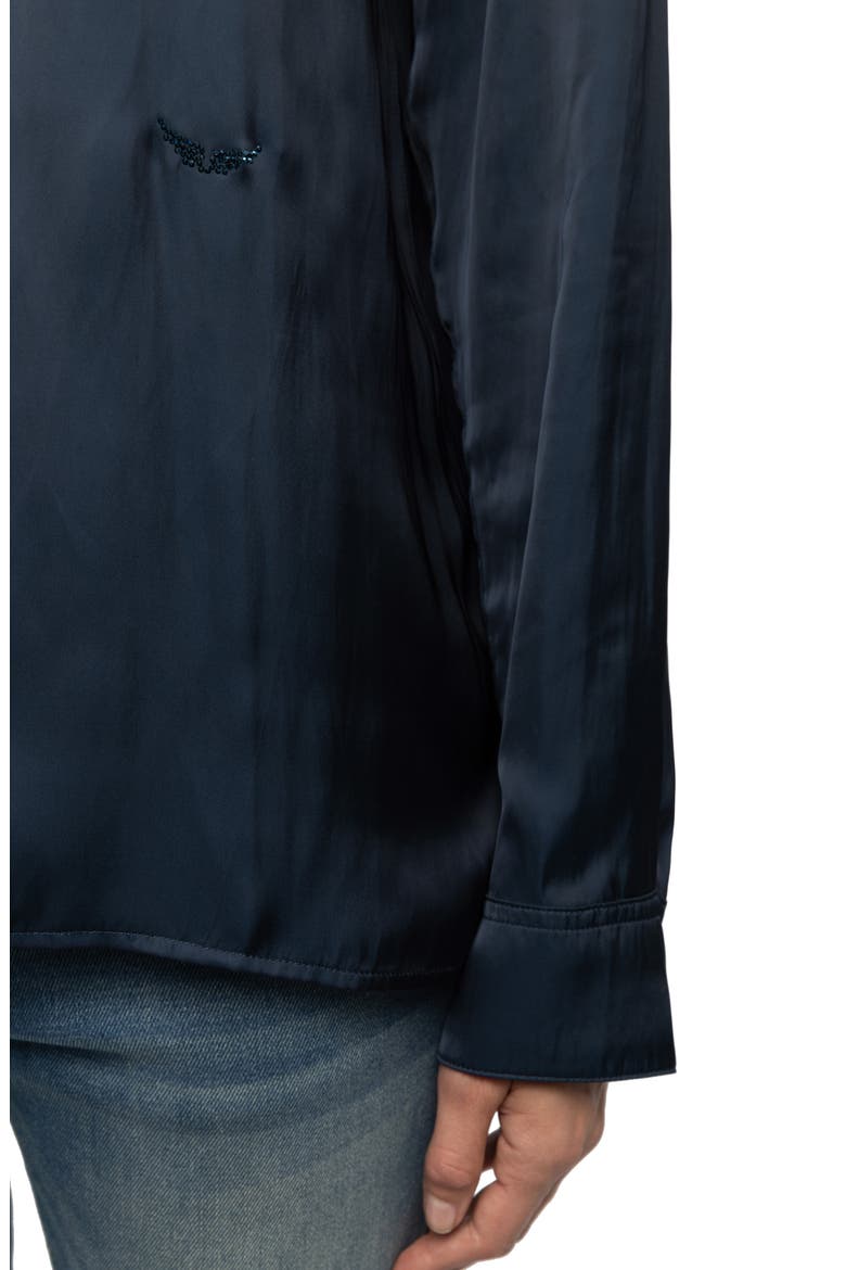 Tyrica Satin Shirt, Alternate, color, ENCRE