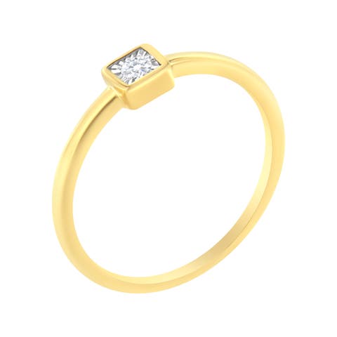 14K Yellow Gold Plated Silver 1/20 cttw Miracle Set Diamond Promise Ring