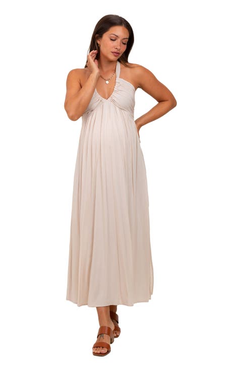 Halter Neck Side Slit Midi Dress