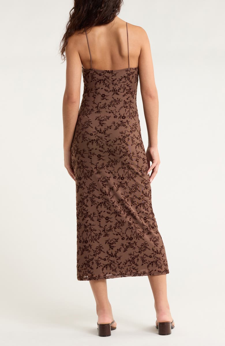 PacSun Hazel Burnout Velvet Slipdress, Alternate, color, Brown