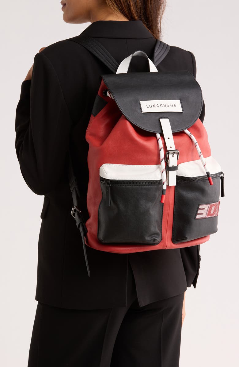 Longchamp 3D Colorblock Backpack, Alternate, color, Brick