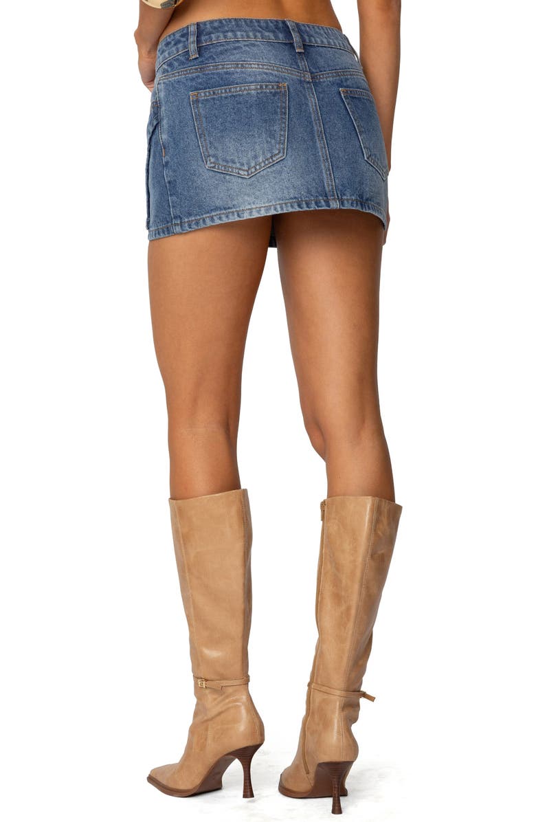 EDIKTED Anne Zip-Up Cotton Denim Miniskirt, Alternate, color, Blue
