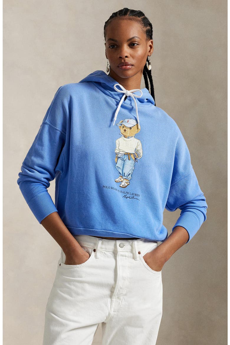 Polo Bear Embroidered Fleece Graphic Hoodie, Alternate, color, SUMMER BLUE