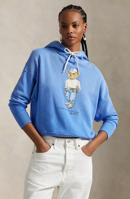Polo Ralph Lauren Polo Bear Embroidered Fleece Graphic Hoodie In Summer Blue