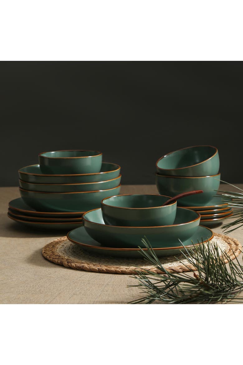 Brasa Stoneware 32-Piece Dinnerware Set, Alternate, color, Green