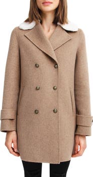 Belle & Bloom BELLE AND BLOOM Liberty Faux Shearling Collar Wool Blend Coat