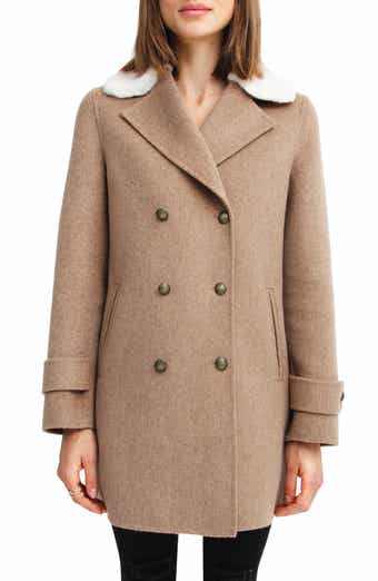 Belle & Bloom BELLE AND BLOOM Liberty Faux Shearling Collar Wool Blend Coat