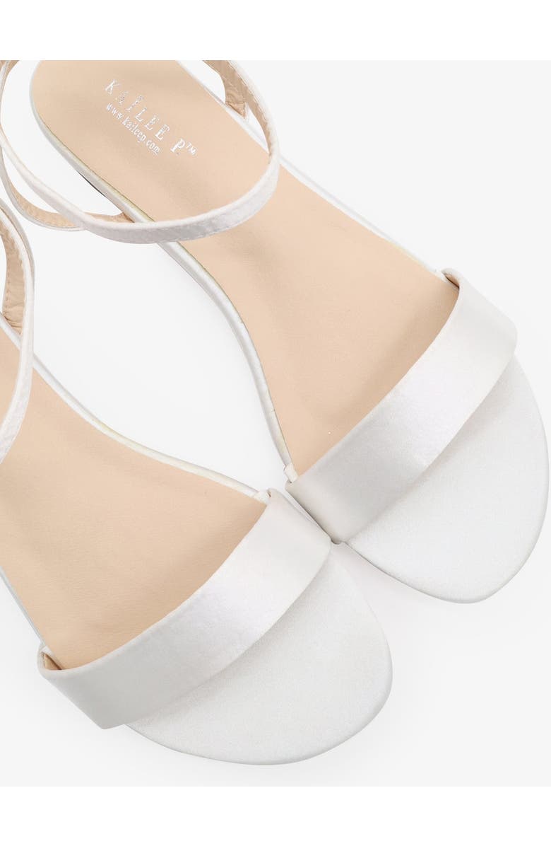 Kailee P Maddy Satin Flat Sandal with Ankle Strap, Alternate, color, White