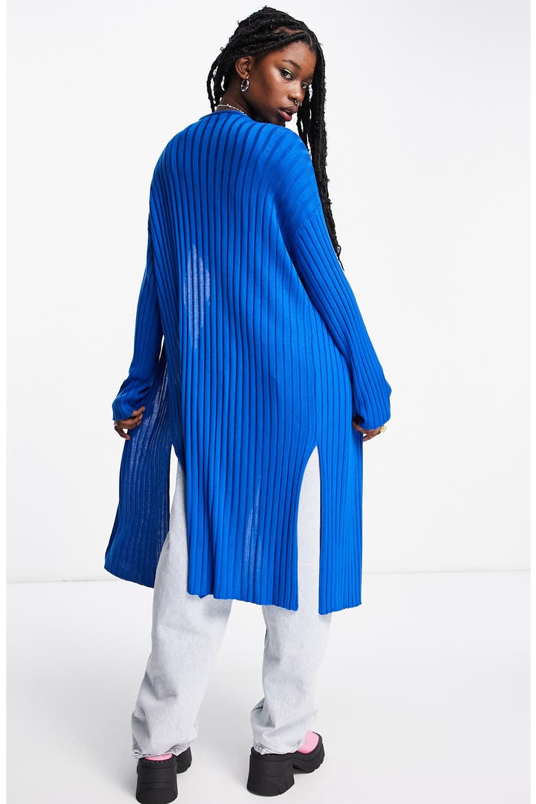 Longline Rib Cardigan, Alternate, color, MID BLUE