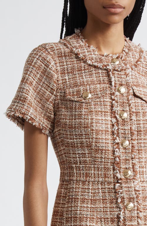 Cinq À Sept Larissa Tweed Minidress In Brown
