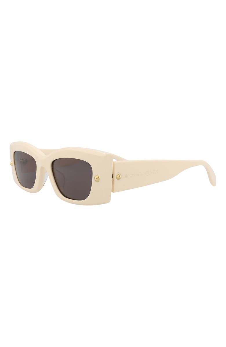 McQueen 51mm Modified Cat Eye Sunglasses, Alternate, color, Ivory Ivory Grey