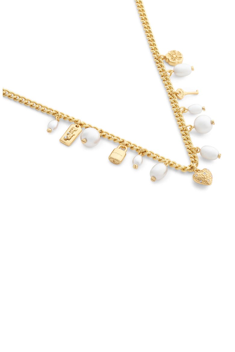 Iconic Faux Pearl Charm Necklace, Alternate, color, PEARL/ GOLD