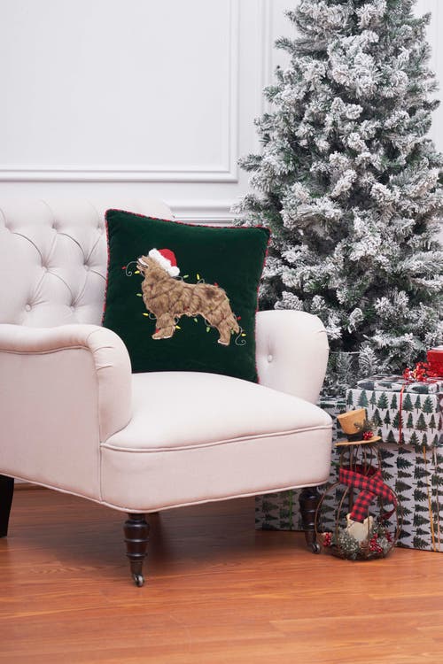 C & F Home C&f Home Dog With Light Embellished Christmas Throw Pillow, 18" X 18" In Black