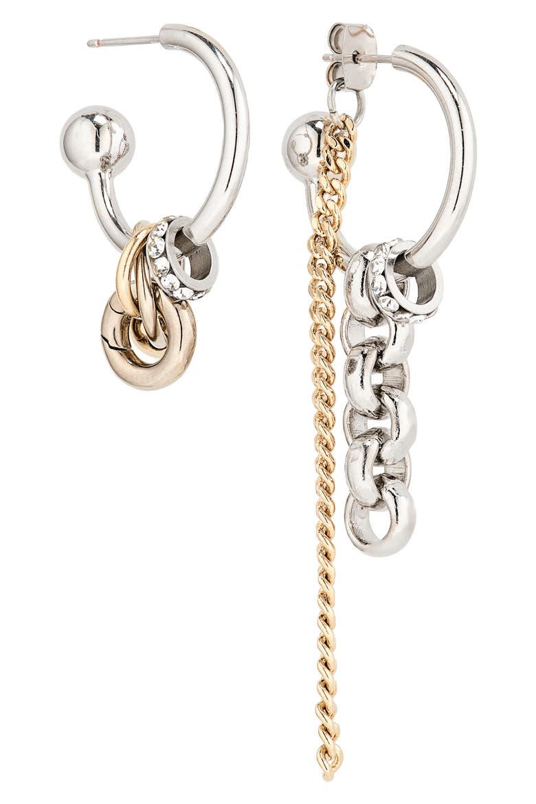 Celina Asymmetrical Hoop Earrings, Alternate, color, GOLD N PALLADIUM