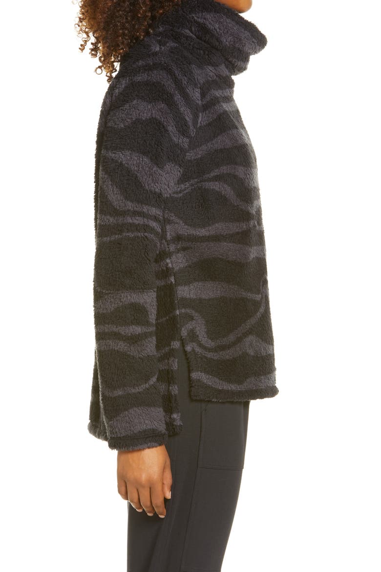 Furry Fleece Funnel Neck Pullover, Alternate, color, BLACK- GREY SHELDON PRINT